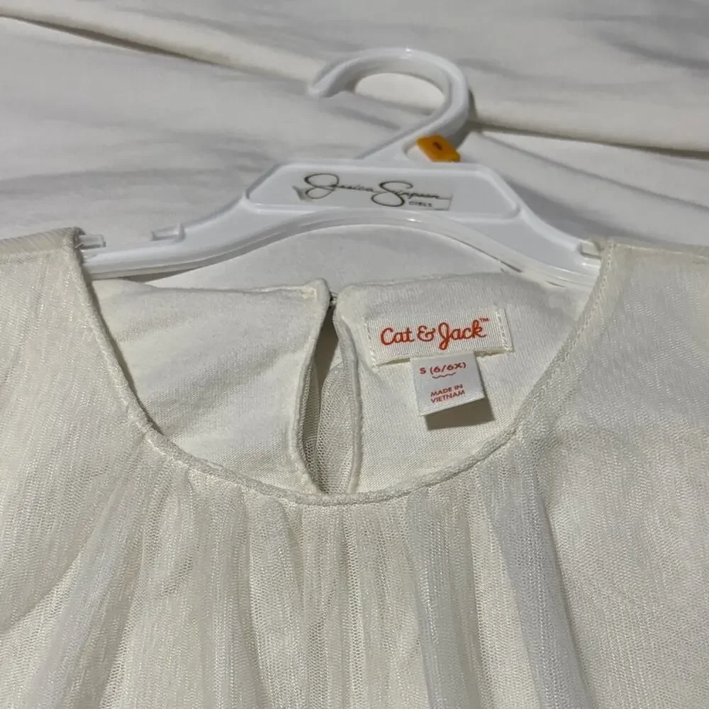 Cat & Jack S 6/6x White Dress with Holographic Stars a line swing style nwt